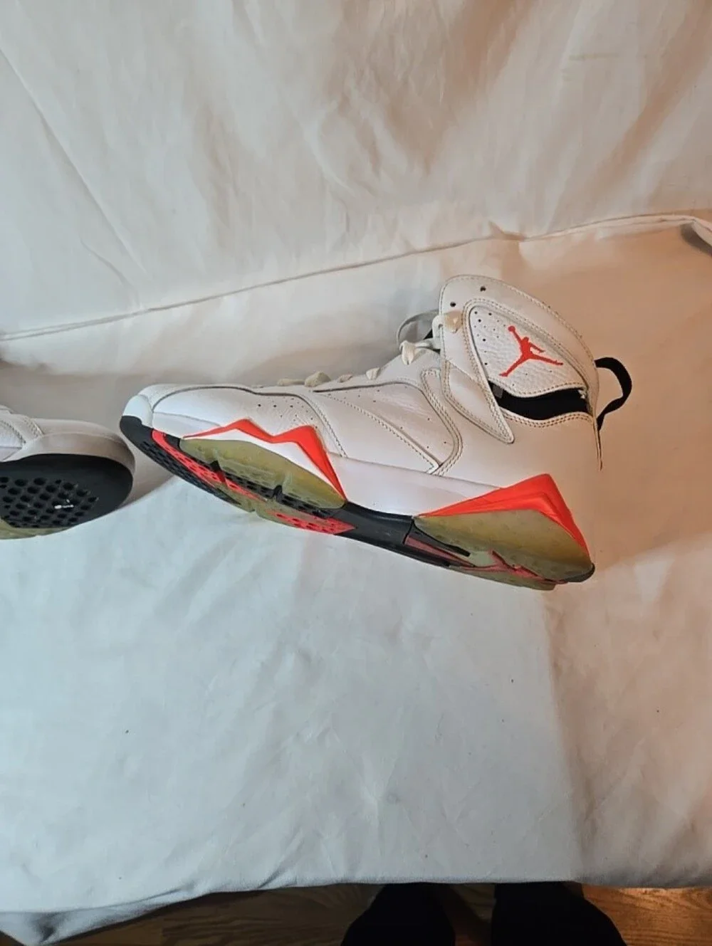 Jordan Men’s White Black & Orange High-Top Basketball Shoes